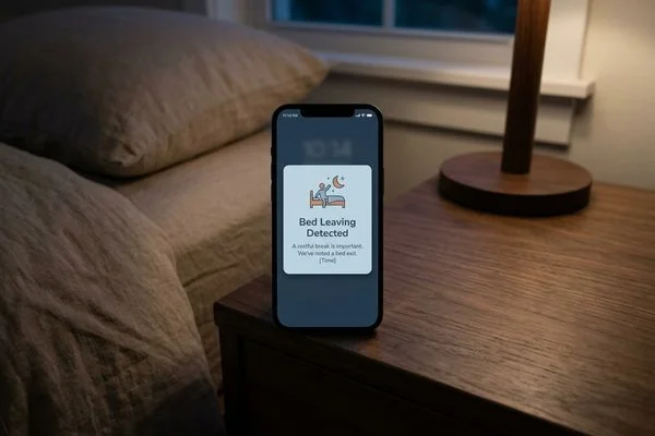 Phone receiving a simple bed-leaving notification overnight