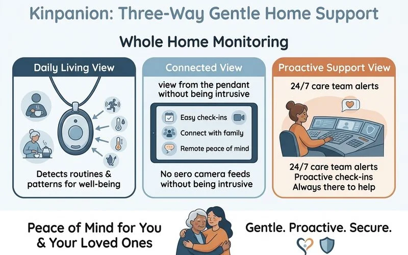 Clean three-way comparison: camera, pendant, whole-home monitoring
