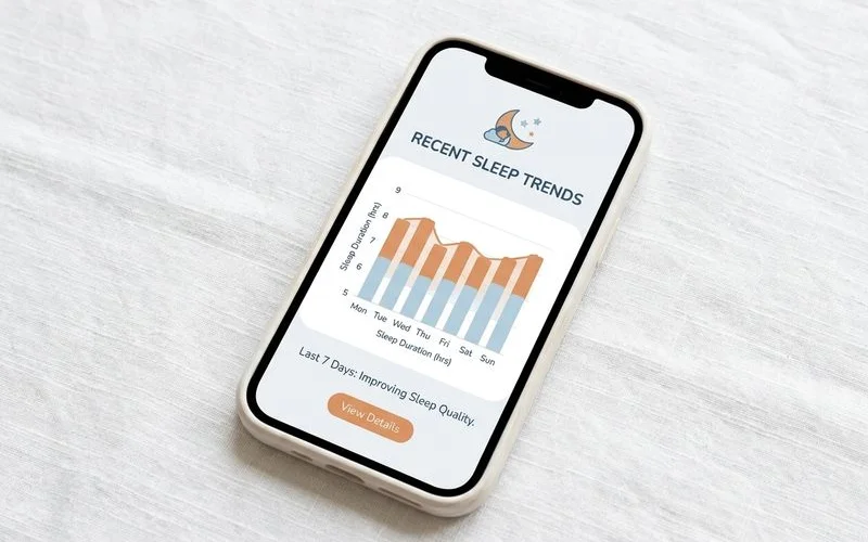 Friendly simple sleep-trend chart on a phone
