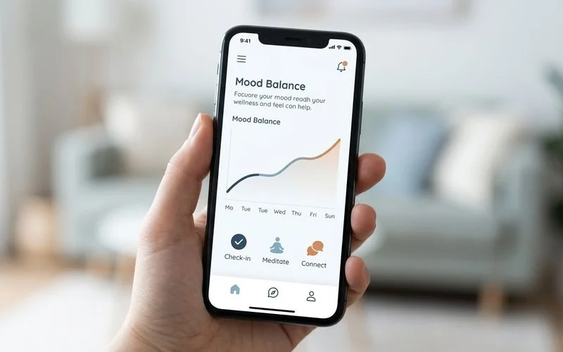 Simple friendly trend line on a phone, calm and non-clinical
