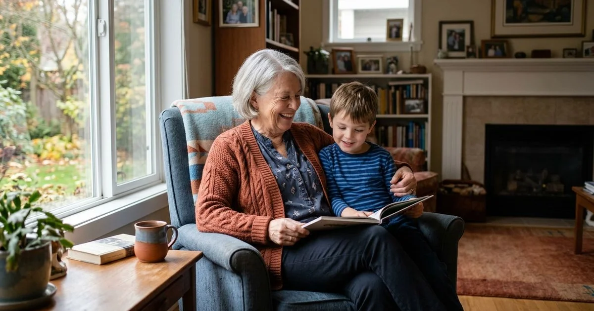Independent older adult relaxed at home, no wearable in sight