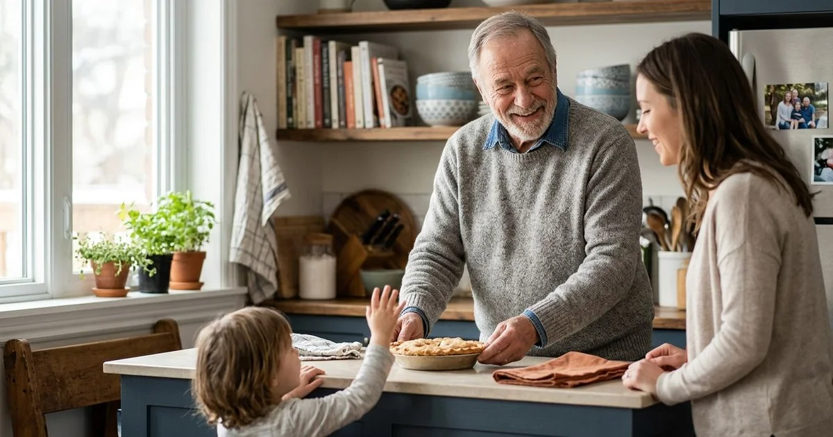 Older adult moving freely at home without a visible pendant